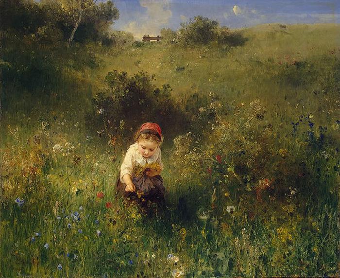 Ludwig Knaus Girl in a Field Germany oil painting art